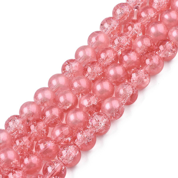 

PandaHall Translucent Crackle Glass Beads Strands, with Glitter Powder, Round, Light Coral, 8x7.5mm, Hole: 1mm, about 100~105Pcs/strand...