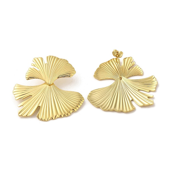 

PandaHall 304 Stainlee Steel Studs Earring, Leaf, Real 18K Gold Plated, 48x46mm 304 Stainless Steel Leaf