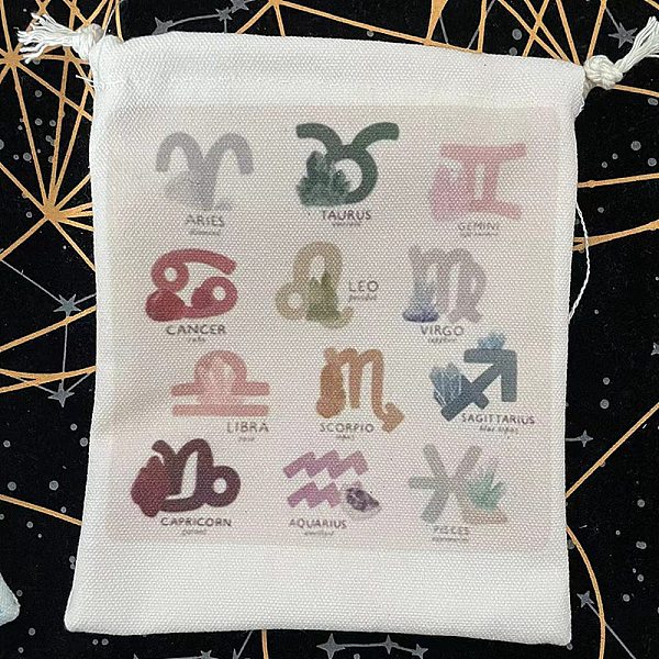 

PandaHall Cloth Tarot Cards Storage Drawstring Bags, Tarot Desk Storage Holder, Constellation Pattern, 18x13cm Cloth Constellation