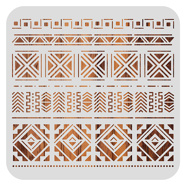 

PandaHall BENECREAT Boho Pattern Plastic Stencils, 30x30cm Geometric Stencils Painting Templates for Diary Scrapbook DIY Craft, Wall Floor..., White