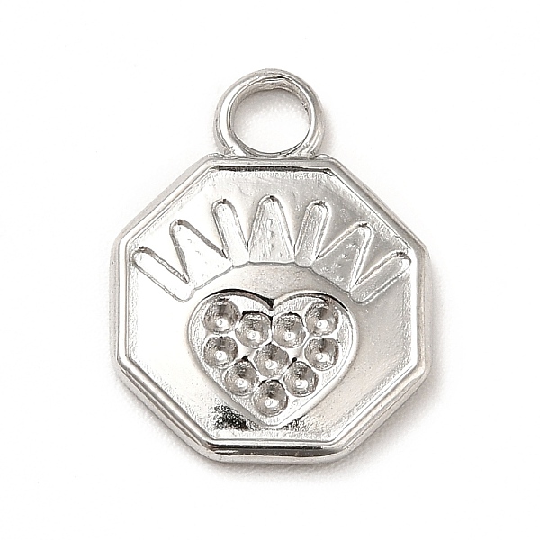 

PandaHall Ion Plating(IP) 304 Stainless Steel Pendant Rhinestone Settings, Hexagon with Heart, Stainless Steel Color, Fit for 1mm Rhinestone...