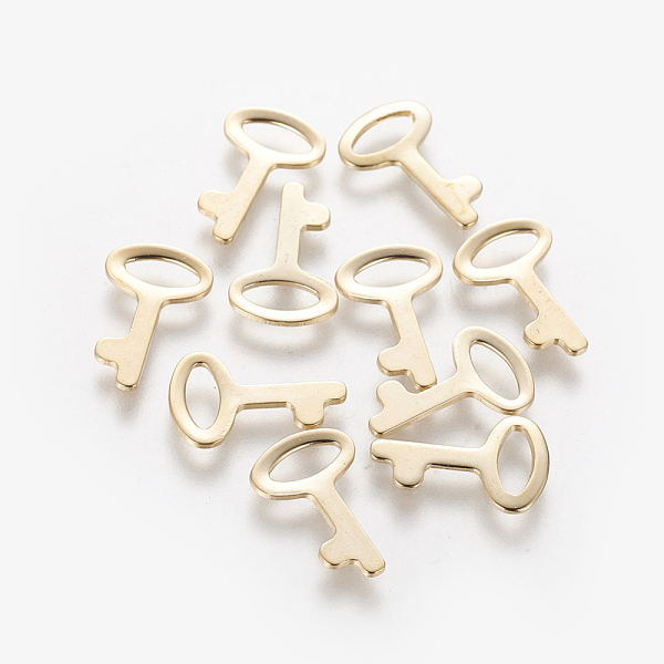 

PandaHall 201 Stainless Steel Charms, Key, Golden, 14x9x0.8mm, Hole: 2.5x5.5mm 201 Stainless Steel Key