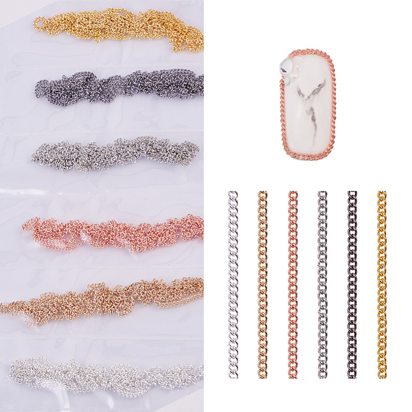 

PandaHall Metal Fine Chain, Nail Art Decoration Accessories, Mixed Color, 48.5~49x0.15cm, about 6strands/bag Metal Others