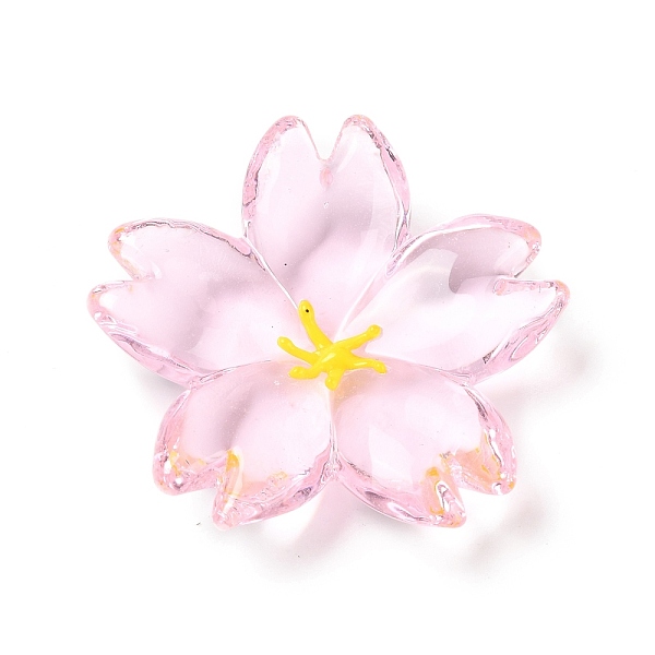 PandaHall Cherry Blossom Glass Tableware Tray, Desktop Decor, for Chopsticks Pen Holder, Pearl Pink, 40x38x10mm Glass Flower