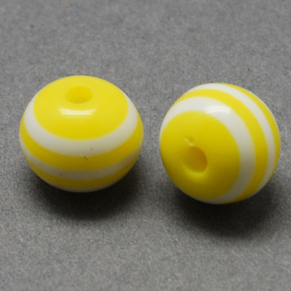 

PandaHall Round Striped Resin Beads, Yellow, 8x7mm, Hole: 1.8~2mm Resin Round Yellow