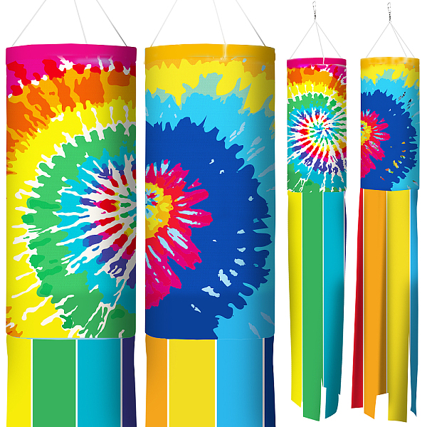 

PandaHall Polyester Windsock Streamer Flag, with Alloy Clasps, Home Outdoors Hanging Decoration, Rainbow Pattern, 1000mm Polyester Rainbow