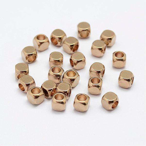 

PandaHall Brass Spacer Beads, Nickel Free, Cube, Raw(Unplated), 4x4mm, Hole: 2.5mm Brass Cube
