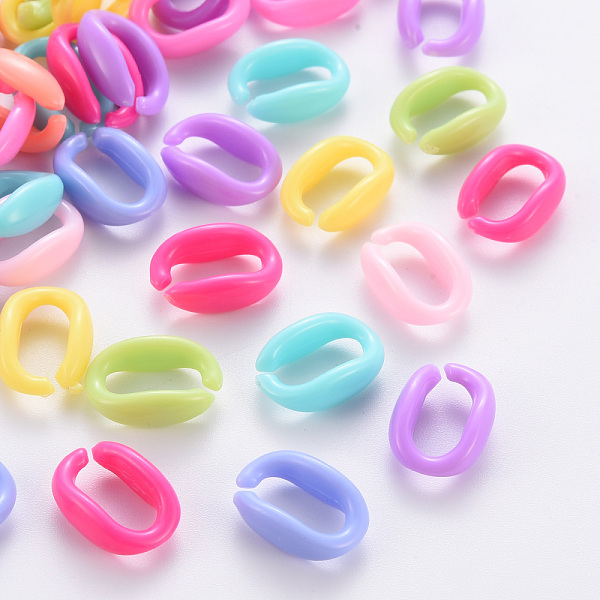 

PandaHall Opaque Acrylic Linking Rings, Quick Link Connectors, for Cable Chains Making, Oval, Mixed Color, 15x10.5x5.5mm, Inner Diameter..., Multicolor
