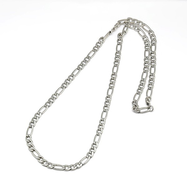 

PandaHall 304 Stainless Steel Figaro Chain Necklace Making, Stainless Steel Color, 19.88 inch~21.65 inch(50.5~55cm), 5mm 304 Stainless Steel