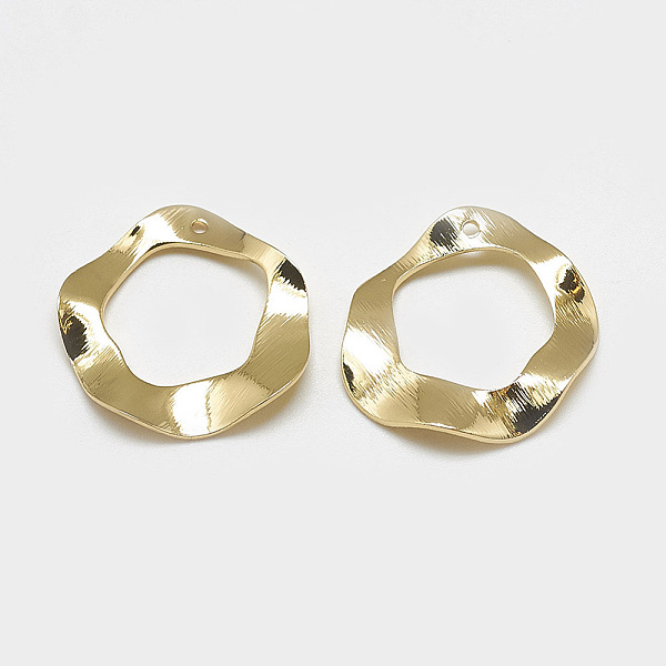 

PandaHall Brass Pendants, Waved Ring, Real 18K Gold Plated, 24.5x23x1mm, Hole: 1mm Brass Ring