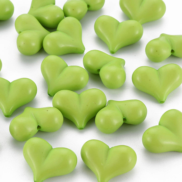 

PandaHall Opaque Acrylic Beads, Heart, Yellow Green, 17x22x10mm, Hole: 1.4mm, about 255pcs/500g Acrylic Heart