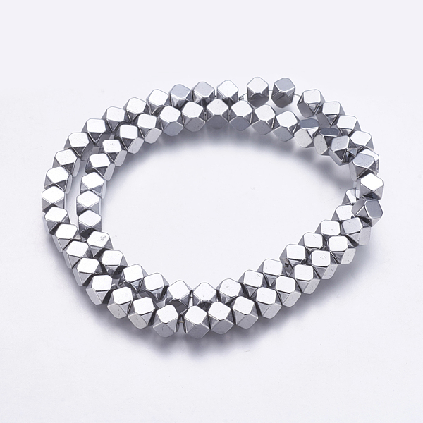 

PandaHall Electroplate Non-magnetic Synthetic Hematite Bead Strands, Faceted, Square, Platinum Plated, 6x6x6mm, Hole: 1mm, about...