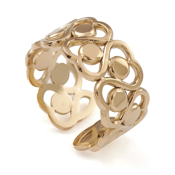 

PandaHall Ion Plating(IP) 304 Stainless Steel Cuff Rings, Heart Hollow Out Wide Band Ring for Women, Real 14K Gold Plated, 9.7mm, Inner...