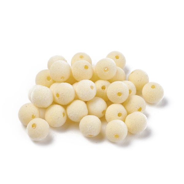 

PandaHall Flocky Acrylic Beads, Round, Light Yellow, 10mm, Hole: 2mm Acrylic Round Yellow