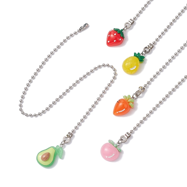 

PandaHall Fruit Vegetable Resin Ceiling Fan Pull Chain Extenders, with Iron Chains, Strawberry Pineapple Carrot, Mixed Shapes, 335~340x3mm...