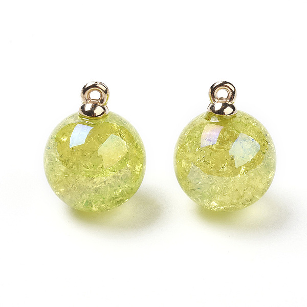 

PandaHall Transparent Crackle Acrylic Pendants, with Golden Plated Metal Findings, Round, Green Yellow, 20.5x16mm, Hole: 1.2mm Acrylic Round...