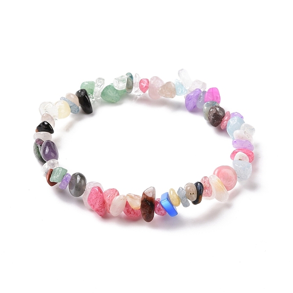 

PandaHall Mixed Gemstone Chips Stretch Bracelet for Women, Inner Diameter: 2 inch(5.1cm) Mixed Stone
