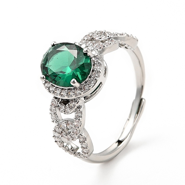 

PandaHall Green Cubic Zirconia Oval Adjustable Ring, Brass Jewelry for Women, Real Platinum Plated, US Size 7 3/4(17.9mm) Brass+Cubic...