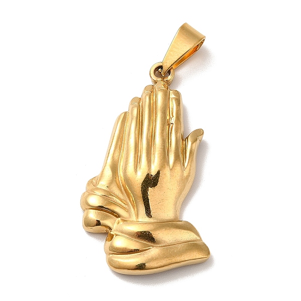

PandaHall Vacuum Plating 201 Stainless Steel Pendants, Praying Hand, Golden, 35x20x4.5mm, Hole: 7x3.5mm 201 Stainless Steel Others