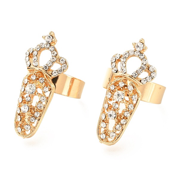 

PandaHall Alloy Women Fingernail Rings, with Acrylic Rhinestone, Nail Cover Ring Nail Art Charm Crown Finger Decoration, Light Gold..., Clear