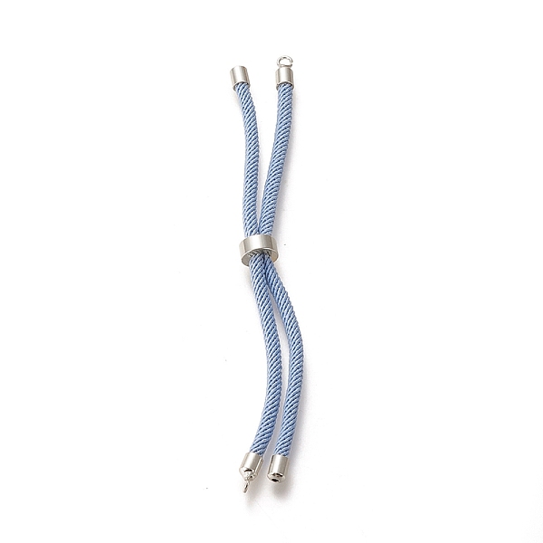 

PandaHall Nylon Twisted Cord Bracelet, with Brass Cord End, for Slider Bracelet Making, Light Sky Blue, 9 inch(22.8cm), Hole: 2.8mm, Single...