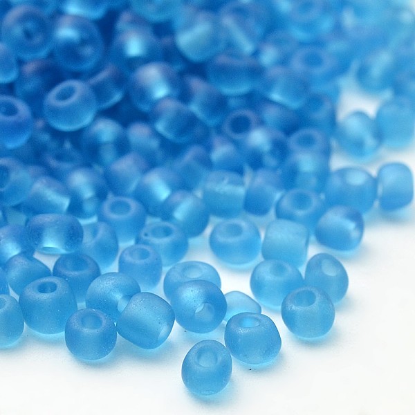 

PandaHall 12/0 Frosted Round Glass Seed Beads, Sky Blue, Size: about 2mm in diameter, hole:1mm, about 3304pcs/50g Glass Blue