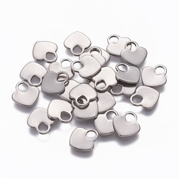 

PandaHall 201 Stainless Steel Charms, Stamping Blank Tag, Heart Lock, Stainless Steel Color, 11x10x1mm, Hole: 4x3mm 201 Stainless Steel...