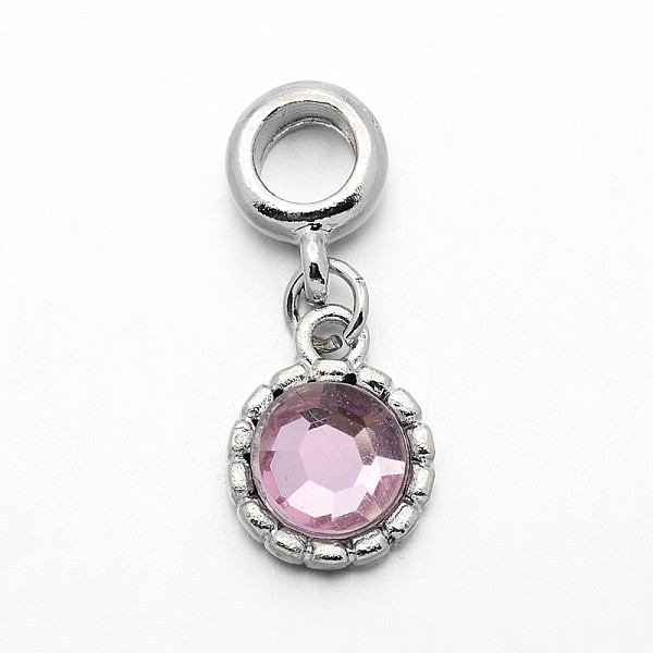 

PandaHall Platinum Plated Alloy Acrylic Rhinestone Large Hole European Dangle Flat Round Charms, Pink, 27mm, Hole: 5mm Alloy+Acrylic Flat...