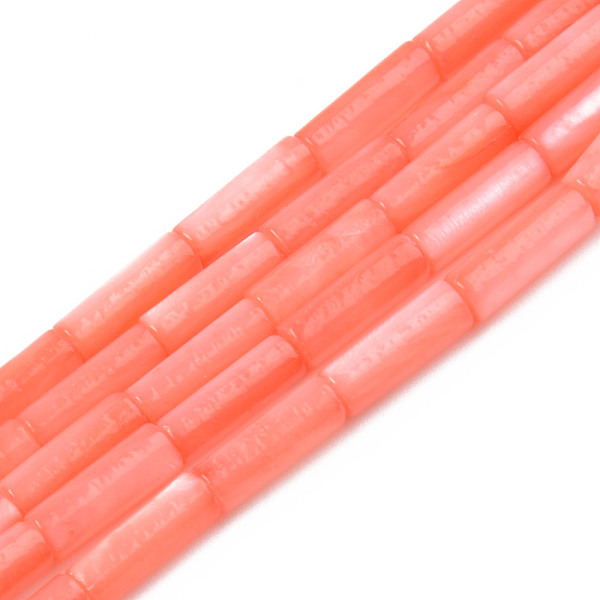 

PandaHall Natural Freshwater Shell Beads Strand, Dyed, Column, Coral, 9x3mm, Hole: 0.8mm, about 38pcs/strand, 16.93 inch(43cm) Freshwater..., Red