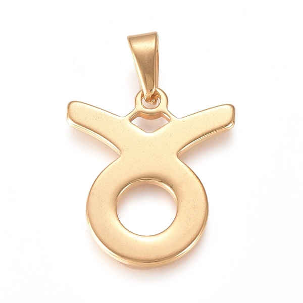 

PandaHall 304 Stainless Steel Pendants, Constellation/Zodiac Sign, Golden, Taurus, 20x17x1.7mm, Hole: 3x7mm 304 Stainless Steel Taurus