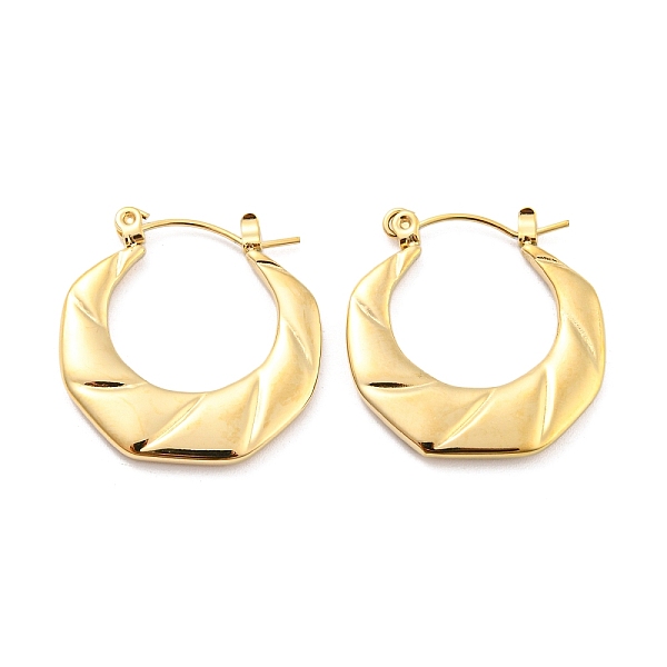 

PandaHall Twist Ring 304 Stainless Steel Hoop Earrings for Women, Real 14K Gold Plated, 24.5x24x2.5mm 304 Stainless Steel Ring