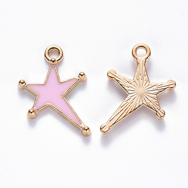 

PandaHall Alloy Enamel Pendants, Star, Light Gold, Pink, 21x15x2mm, Hole: 2mm Alloy+Enamel Star Pink