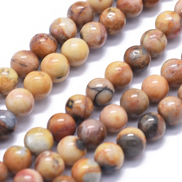 

PandaHall Natural Venus Jasper Beads Strands, Round, 6mm, Hole: 1mm, about 68pcs/strand, 15.7 inch(40cm) Other Jasper Round