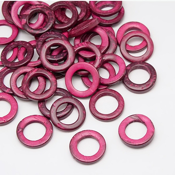 

PandaHall Dyed Wood Jewelry Findings Coconut Linking Rings, Deep Pink, 20~23x2~5mm Coconut Ring Pink