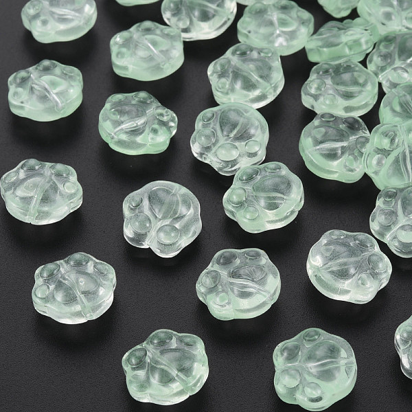 

PandaHall Transparent Baking Painted Glass Beads, Paw Print, Light Green, 13.5x15x8.5mm, Hole: 1.2mm Glass Paw Print