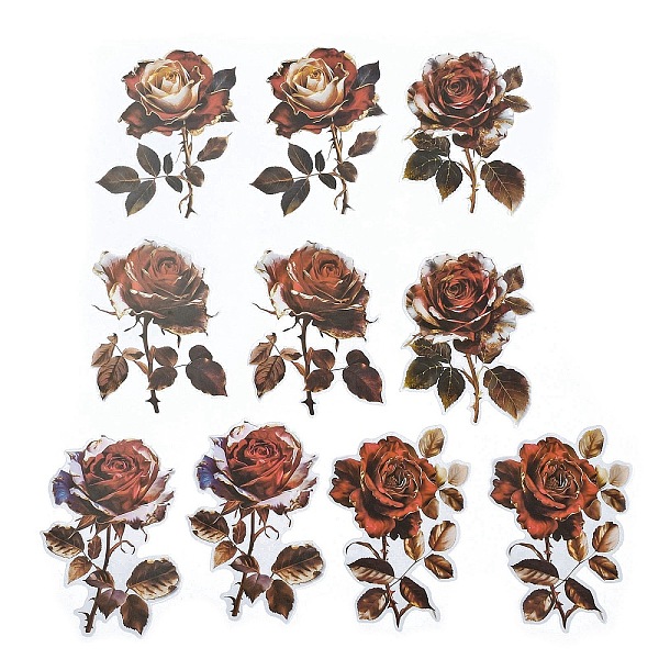 

PandaHall 10Pcs 5 Styles Flower PET Waterproof Stickers, Floral Self-Adhesive Decals for DIY Scrapbooking, Photo Album Decoration, Indian...