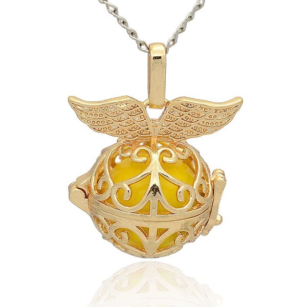 

PandaHall Golden Tone Brass Hollow Round Cage Pendants, with No Hole Spray Painted Brass Ball Beads, Gold, 28x27x20mm, Hole: 3x8mm Brass...