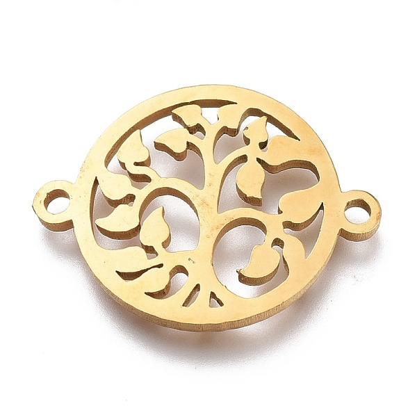 

PandaHall 304 Stainless Steel Hollow Links Connectors, Laser Cut, Flat Round with Tree, Golden, 15.5x20.5x1mm, Hole: 1.5mm 304 Stainless...