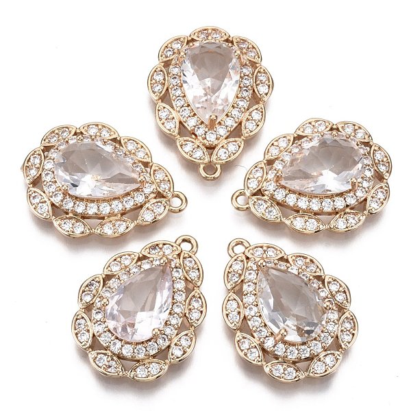 

PandaHall Brass Micro Pave Cubic Zirconia Pendants, Teardrop, Long-Lasting Plated, Light Gold, Clear, 23x17x7mm, Hole: 1.4mm Brass+Cubic...