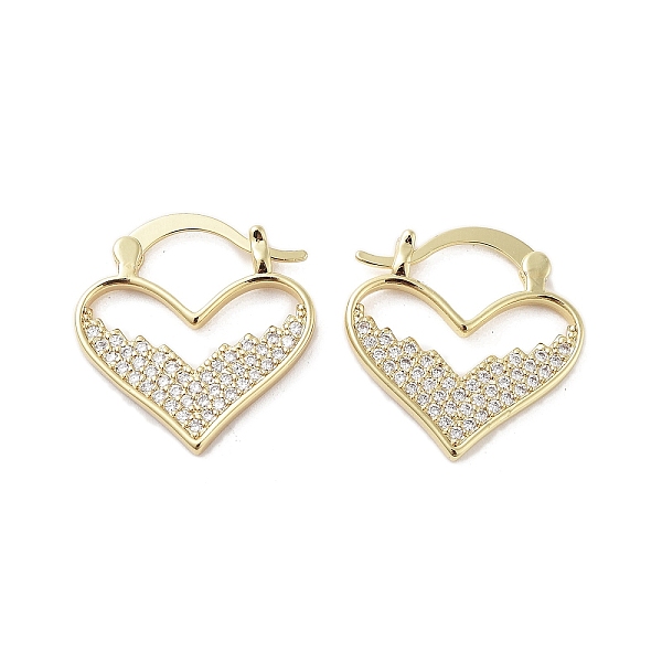

PandaHall Rack Plating Brass Micro Pave Cubic Zirconia Hoop Earring, Cadmium Free & Lead Free, Long-Lasting Plated, Heart, Real 18K Gold...