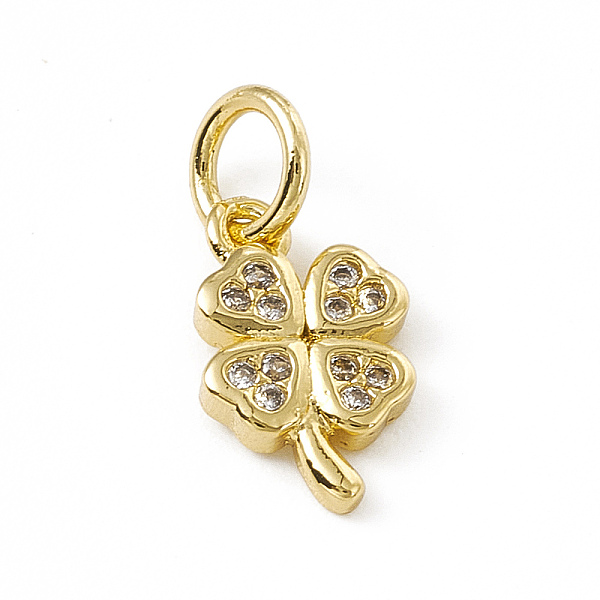 

PandaHall Brass Micro Pave Cubic Zirconia Charms, with Jump Ring, Clover Charm, Real 18K Gold Plated, 11x6.5x1.5mm, Hole: 3mm Brass+Cubic..., Clear