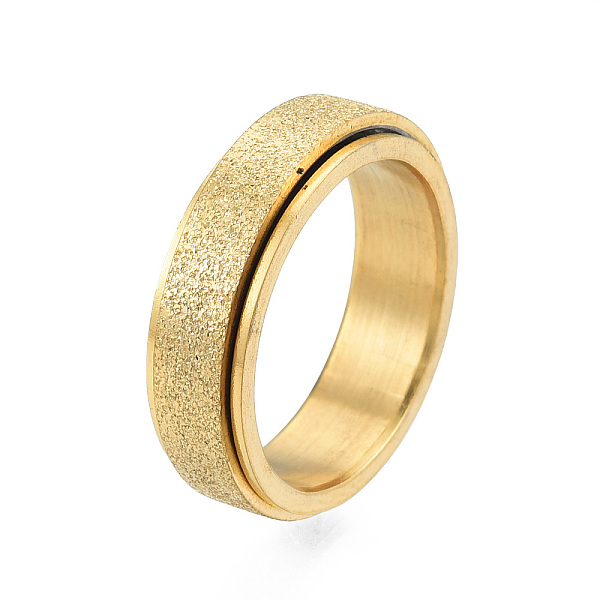 

PandaHall 201 Stainless Steel Sand Blast Rotating Finger Ring, Calming Worry Meditation Fidget Spinner Ring for Women, Light Gold, Inner...