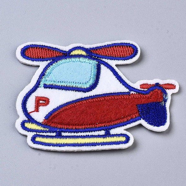 PandaHall Helicopter Appliques, Computerized Embroidery Cloth Iron on/Sew on Patches, Costume Accessories, Colorful, 48x66x1.5mm Cloth...