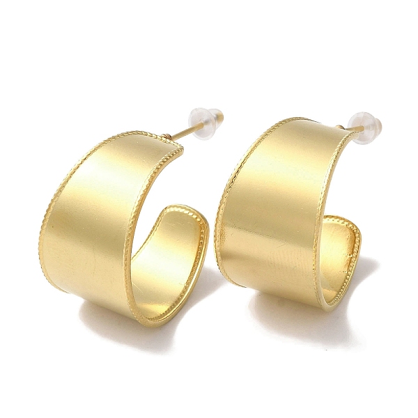 

PandaHall Vacuum Plating 201 Stainless Steel Stud Errings, with 304 Stainless Steel Pins Finding, C-Shaped, Real 18K Gold Plated, 22.5x15mm...