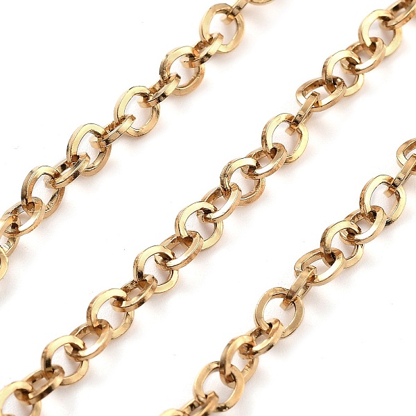 

PandaHall Vacuum Plating 304 Stainless Steel Rolo Chains, Soldered, with Spool, Golden, Link: 4~5x0.8mm 304 Stainless Steel