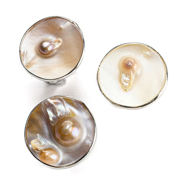 

PandaHall Freshwater Shell with Pearl Adjustable Finger Rings for Girl Women, Platinum Brass Rings, Round, 4mm, Inner Diameter: 18mm, Round...