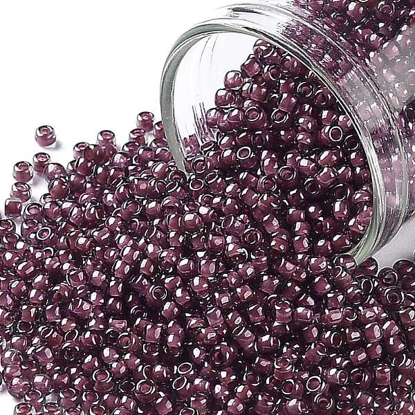 

PandaHall TOHO Round Seed Beads, Japanese Seed Beads, (1075) Crystal Berry Wine Lined, 11/0, 2.2mm, Hole: 0.8mm, about 5555pcs/50g Glass Red