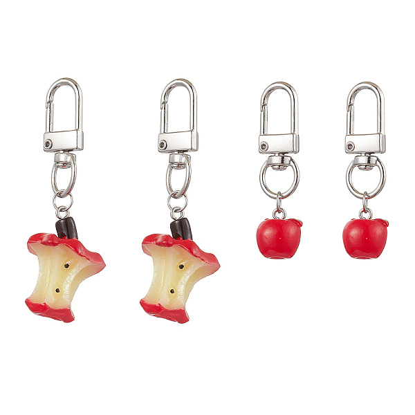 4Pcs 2 Styles Apple Resin Pendant Decorations