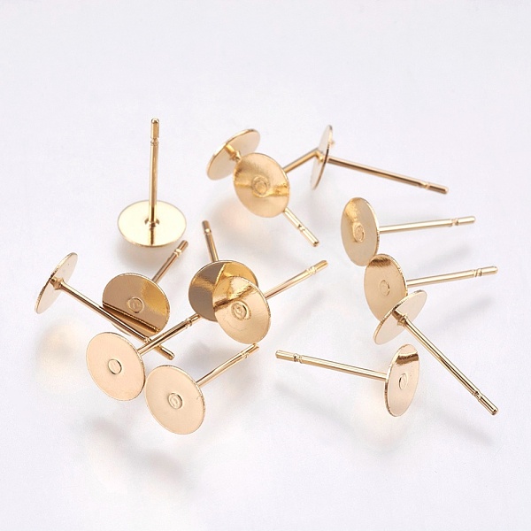 

PandaHall 304 Stainless Steel Stud Earring Findings, Real 24K Gold Plated, 12x6mm, Pin: 0.68mm 304 Stainless Steel Others