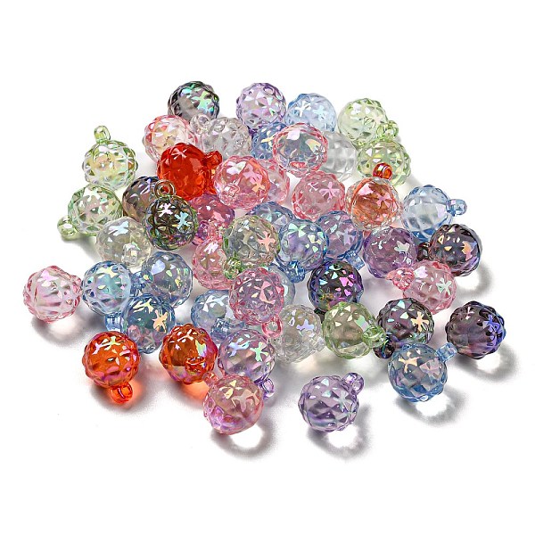 

PandaHall UV Plating Transparent Acrylic Pendants, Iridescent, Faceted Round, Mixed Color, 20x17mm, Hole: 2.3mm Acrylic Round Multicolor